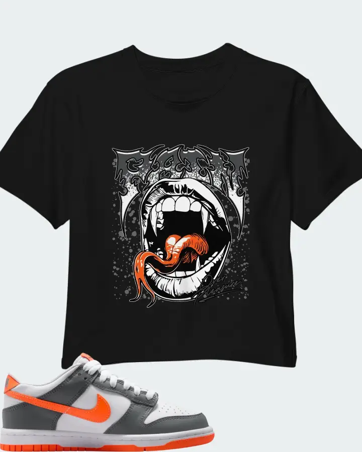 Nike Dunk Dark Grey Orange Matching Crop Top