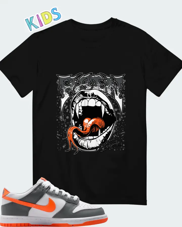 Nike Dunk Dark Grey Orange Matching Kid's T-Shirt
