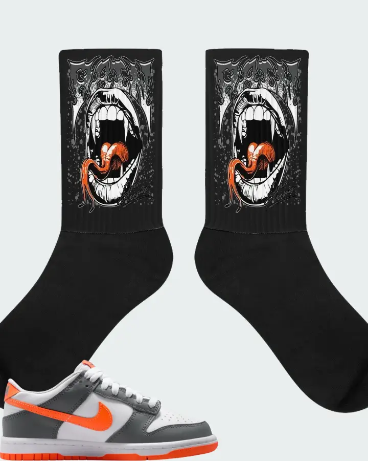 Nike Dunk Dark Grey Orange Matching Socks