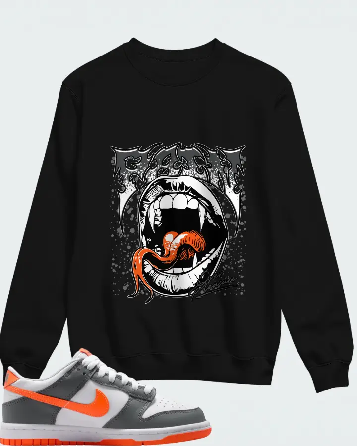 Nike Dunk Dark Grey Orange Matching Sweatshirt