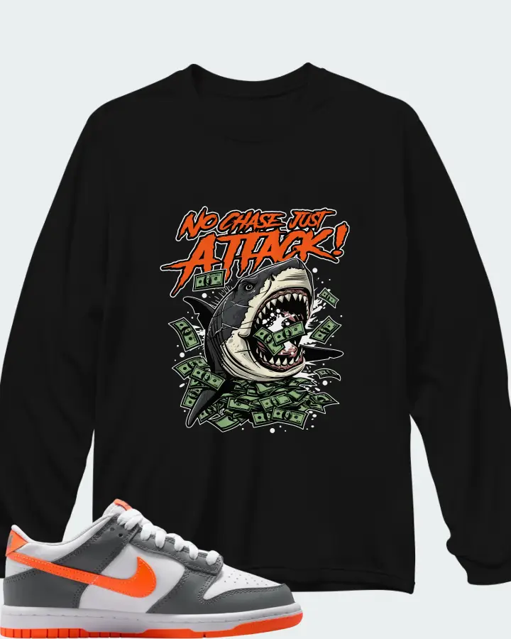 Nike Dunk Dark Grey Orange Matching Long Sleeve T-Shirt