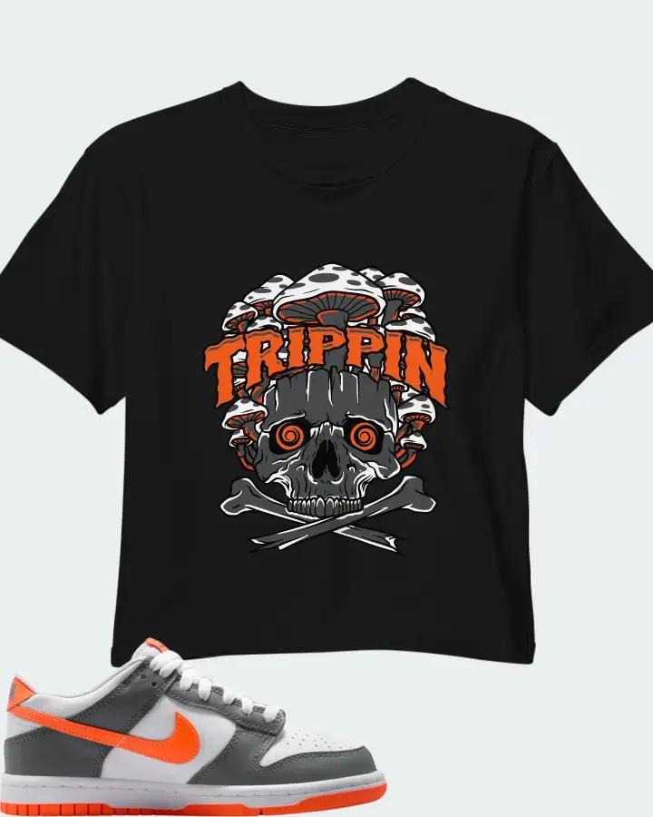 Nike Dunk Dark Grey Orange Matching Crop Top
