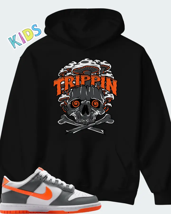 Nike Dunk Dark Grey Orange Matching Kid's Hoodie