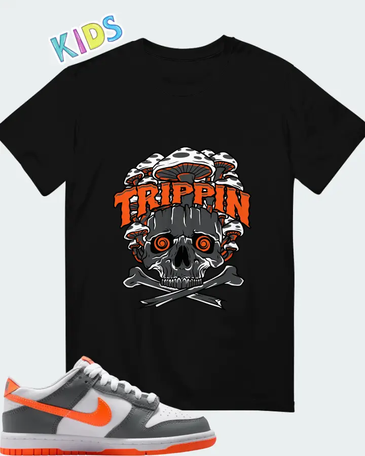 Nike Dunk Dark Grey Orange Matching Kid's T-Shirt