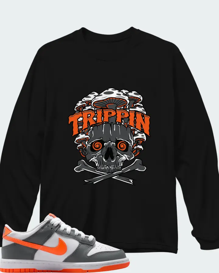 Nike Dunk Dark Grey Orange Matching Long Sleeve T-Shirt