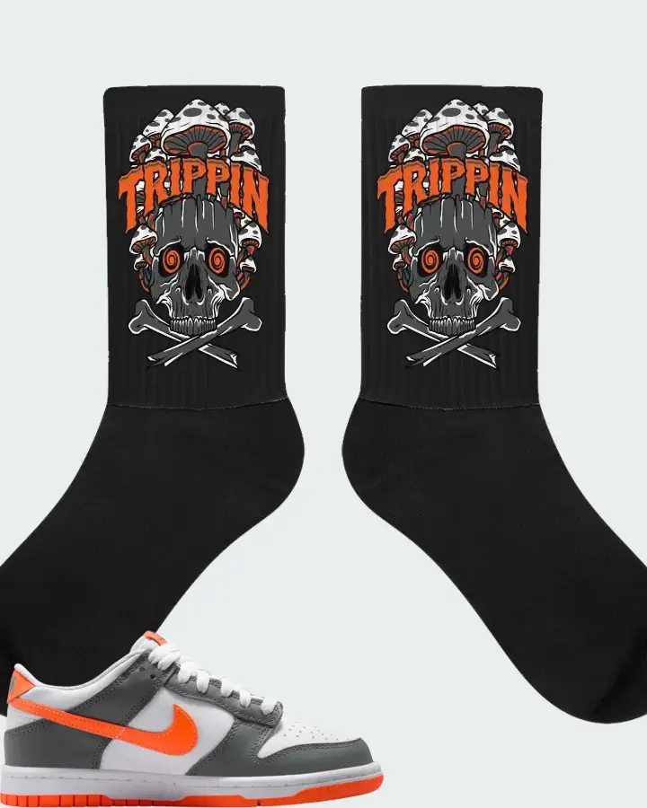 Nike Dunk Dark Grey Orange Matching Socks