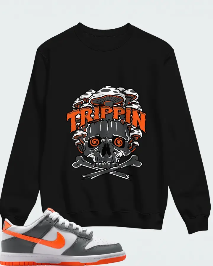 Nike Dunk Dark Grey Orange Matching Sweatshirt