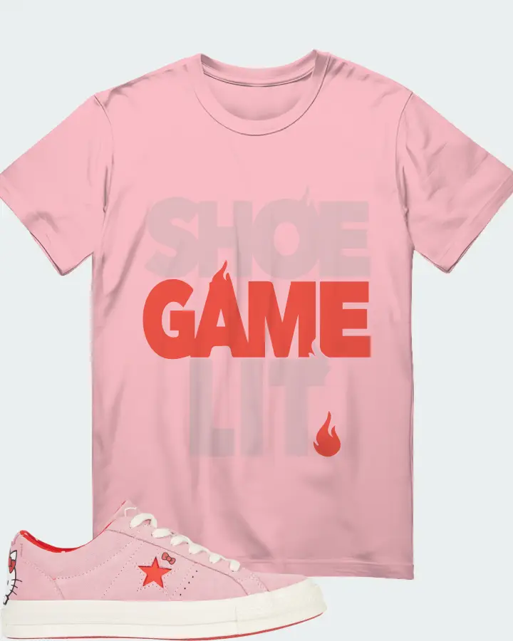 Converse One Star Ox Hello Kitty Pink Sneaker Matching Pink T-Shirt - Shoe Game Lit Classic