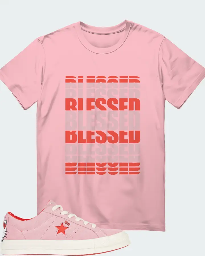 Converse One Star Ox Hello Kitty Pink Sneaker Matching Pink T-Shirt - BLESSED Many Times