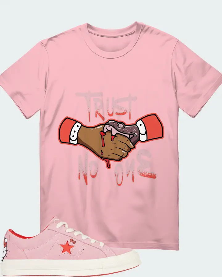 Converse One Star Ox Hello Kitty Pink Sneaker Matching Pink T-Shirt - Trust No One