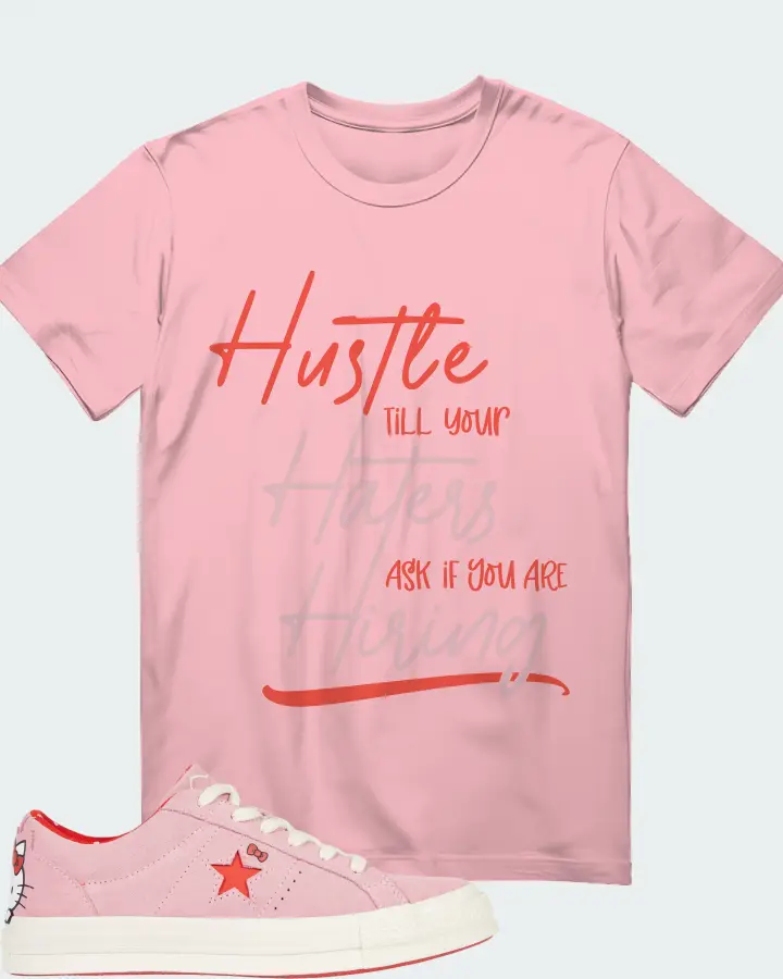 Converse One Star Ox Hello Kitty Pink Sneaker Matching Pink T-Shirt - HUSTLE TILL YOUR HATERS ASK