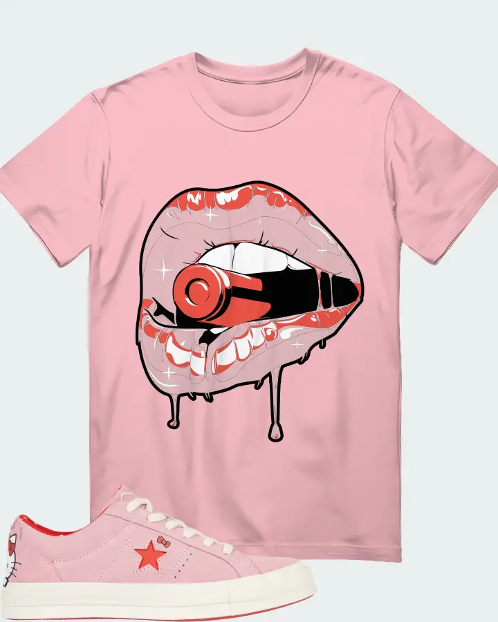 Converse One Star Ox Hello Kitty Pink Sneaker Matching Pink T-Shirt - Kiss of Death