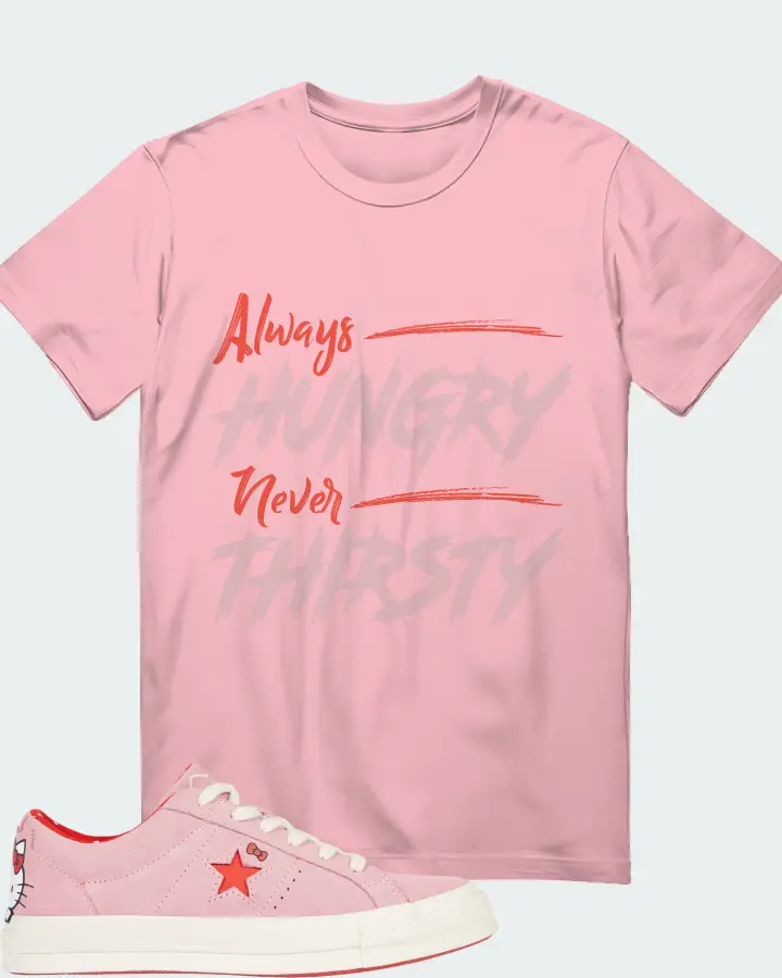 Converse One Star Ox Hello Kitty Pink Sneaker Matching Pink T-Shirt - Always HUNGRY Never THIRSTY