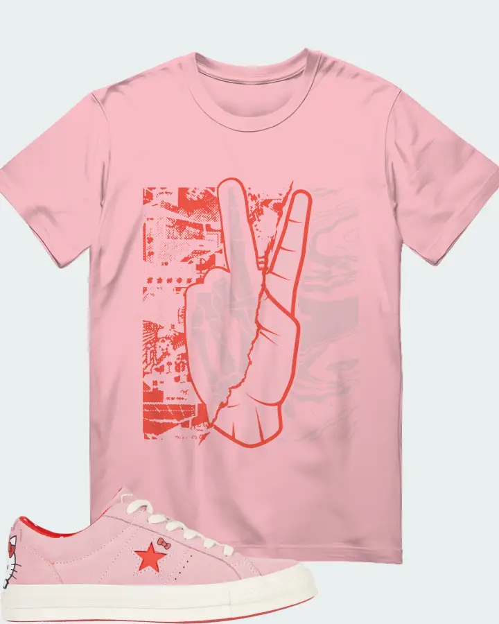 Converse One Star Ox Hello Kitty Pink Sneaker Matching Pink T-Shirt - Peace of mind