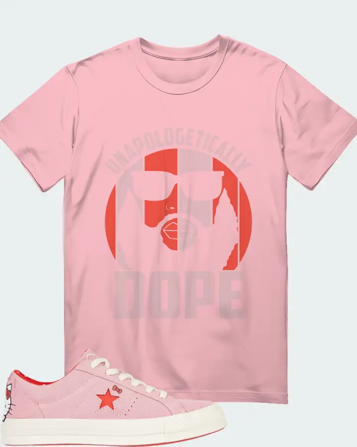 Converse One Star Ox Hello Kitty Pink Sneaker Matching Pink T-Shirt - UNAPOLOGETICALLY DOPE Man