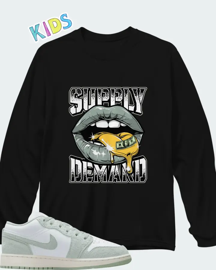 Air Jordan 1 Low SE GS Seafoam Matching Kid's Long Sleeve T-Shirt