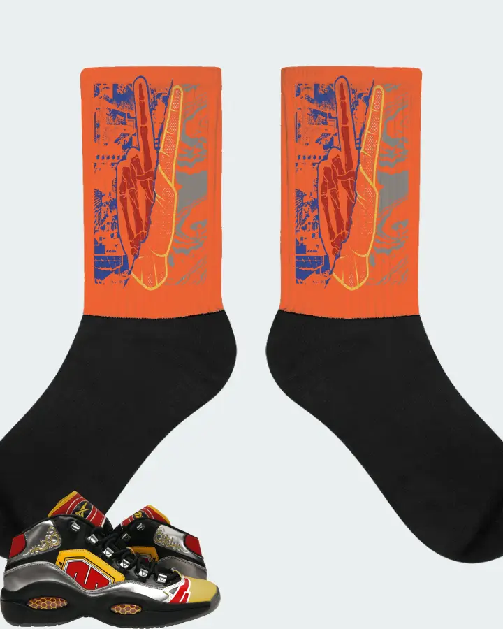 Reebok Question Mid Sneaker Matching Orange Socks - Peace of mind