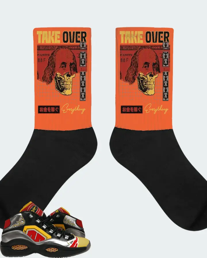 Reebok Question Mid Sneaker Matching Orange Socks - Take Over