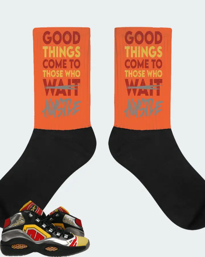 Reebok Question Mid Sneaker Matching Orange Socks - Good Things Come