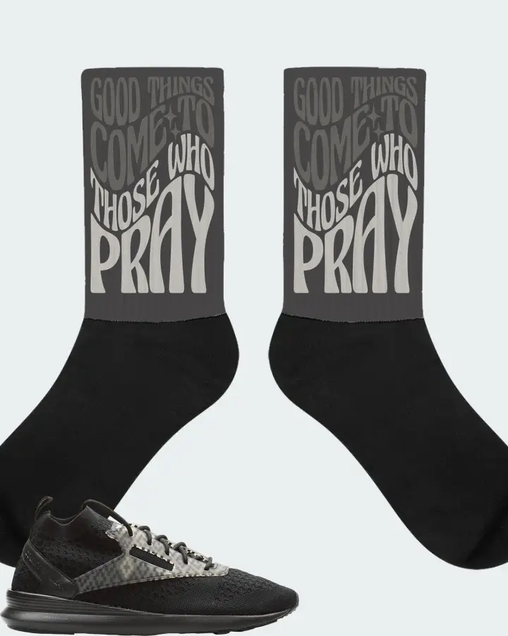 Reebok Zoku Runner Sneaker Matching Dark Grey Socks - Good Things Come To Those Who Pray