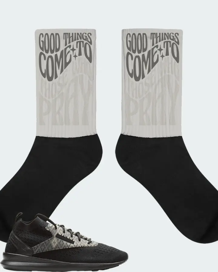 Reebok Zoku Runner Sneaker Matching Grey Socks - Good Things Come To Those Who Pray