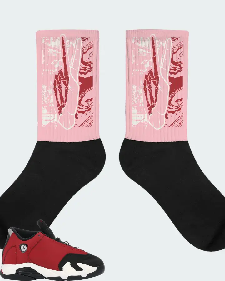 Jordan 14 Retro Sneaker Matching Pink Socks - Peace of mind