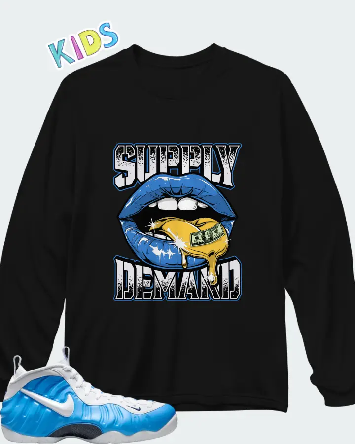 Nike Air Foamposite Pro University Blue 2026 Matching Kid's Long Sleeve T-Shirt