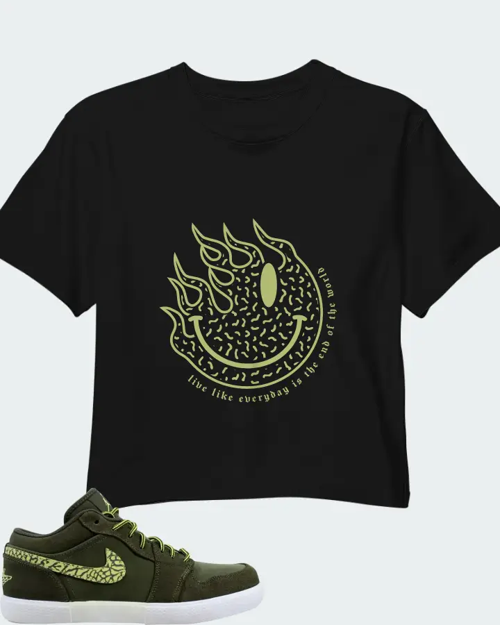 Air Jordan V.1 Retro Cargo Khaki Matching Crop Top