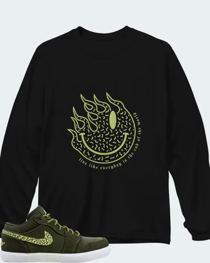 Air Jordan V.1 Retro Cargo Khaki Matching Long Sleeve T-Shirt