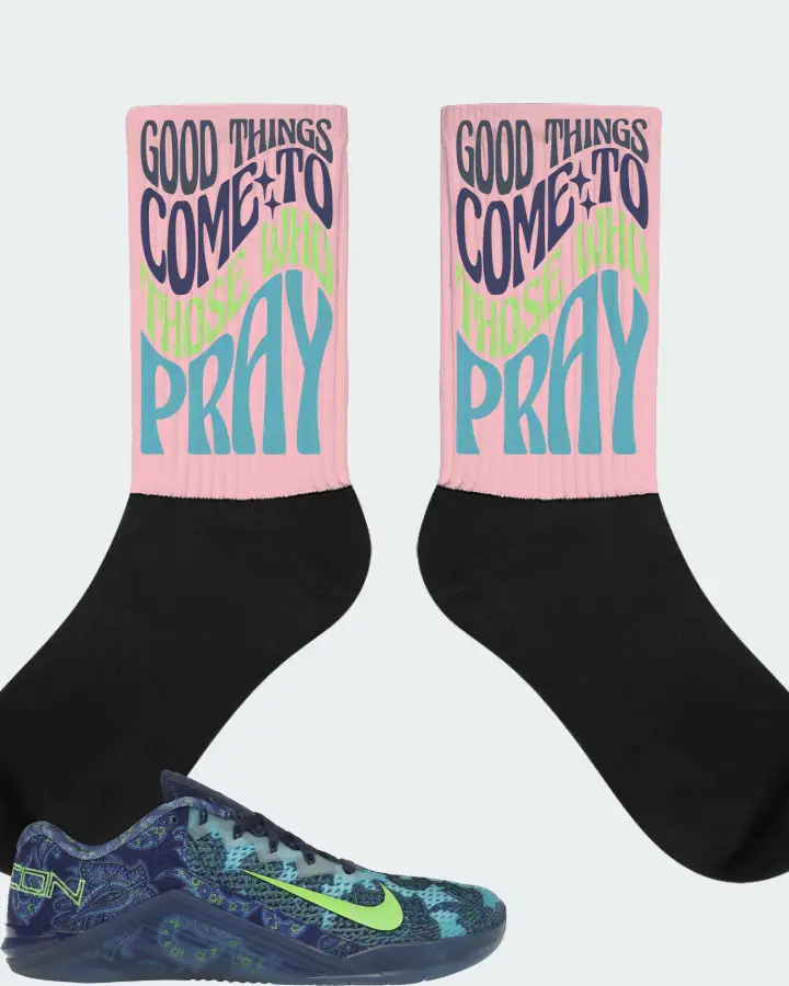 Nike Metcon 6 AMP Sneaker Matching Pink Socks - Good Things Come To Those Who Pray