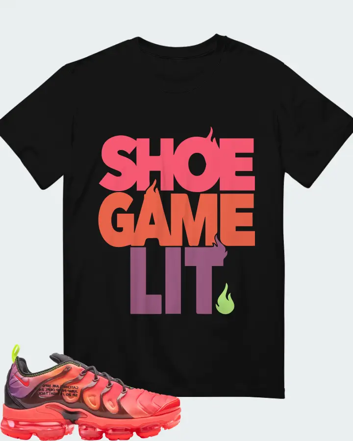 Nike Air VaporMax Plus Laser Crimson Sneaker Matching Black T-Shirt - Shoe Game Lit Classic