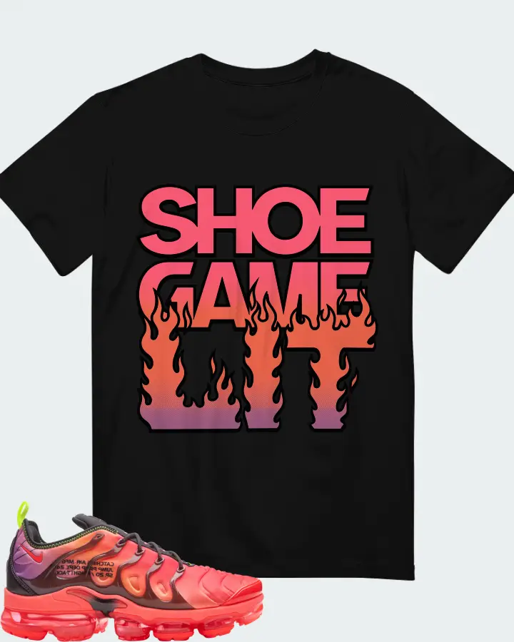 Nike Air VaporMax Plus Laser Crimson Sneaker Matching Black T-Shirt - Shoe Game Lit Refreshed