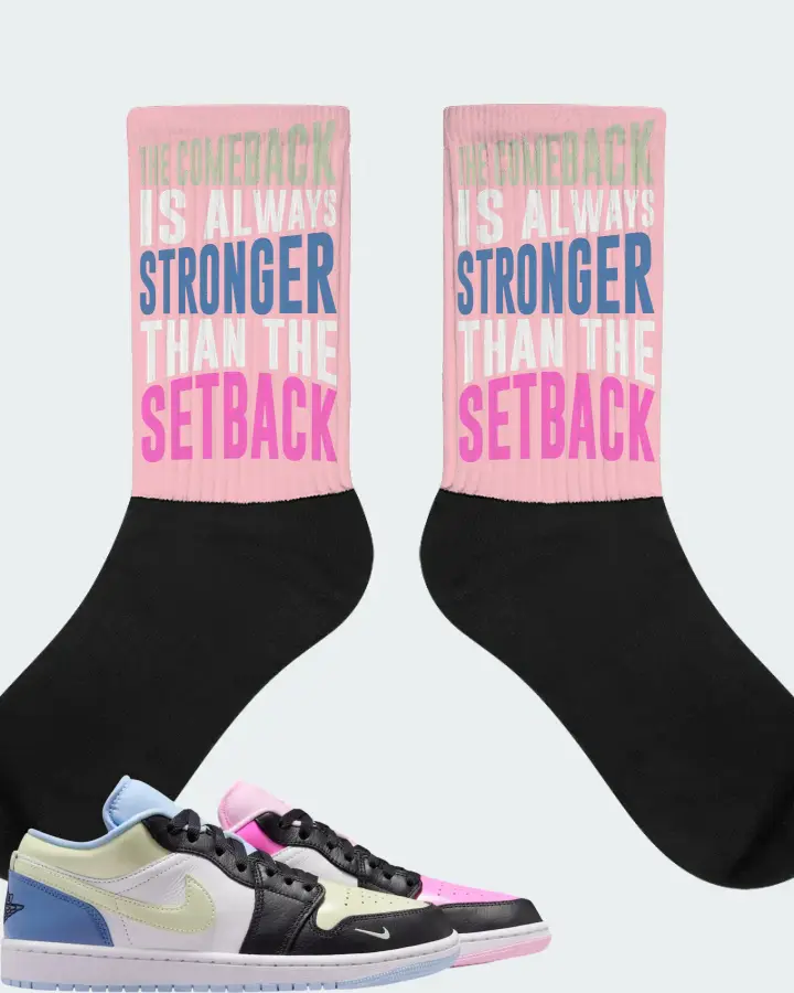 Air Jordan 1 Low Mismatched Patent Sneaker Matching Pink Socks - The Comeback
