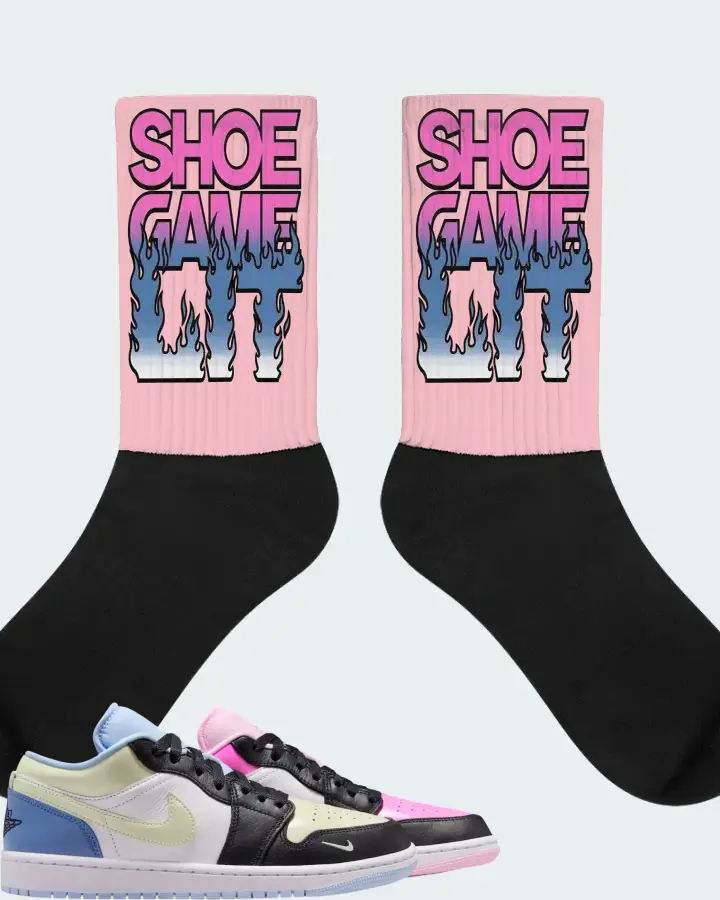 Air Jordan 1 Low Mismatched Patent Sneaker Matching Pink Socks - Shoe Game Lit Refreshed
