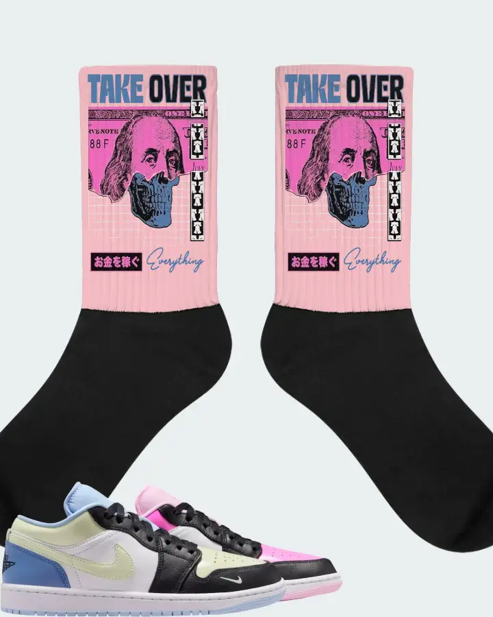 Air Jordan 1 Low Mismatched Patent Sneaker Matching Pink Socks - Take Over