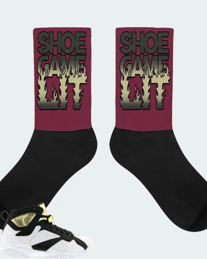 Jordan 7 Retro Sneaker Matching Maroon Socks - Shoe Game Lit Refreshed