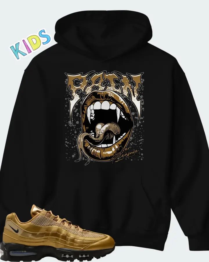 Nike Air Max 95 Big Bubble - Metallic Gold Matching Kid's Hoodie