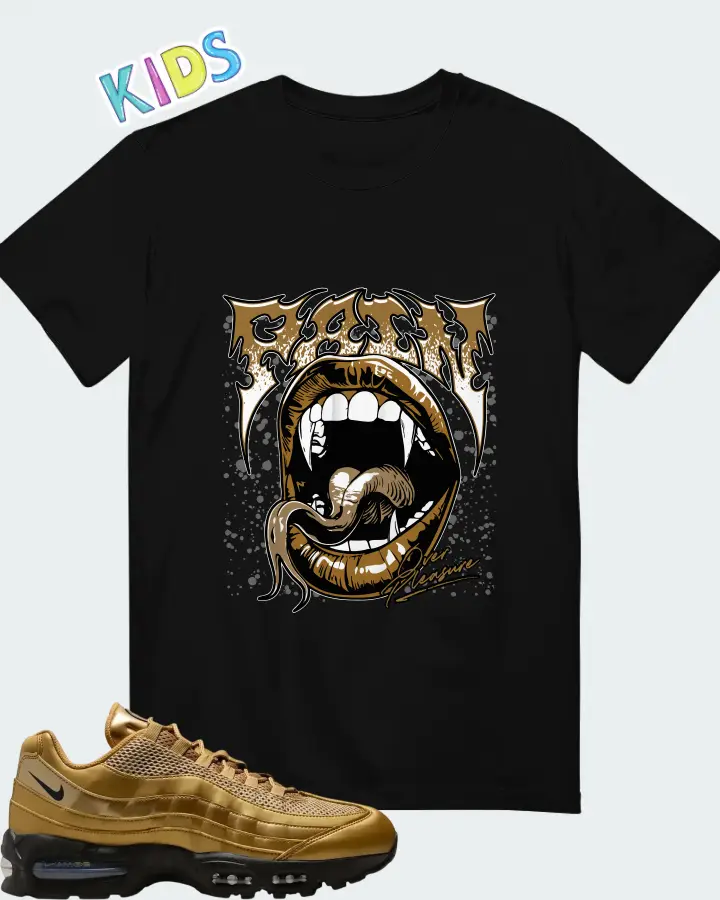 Nike Air Max 95 Big Bubble - Metallic Gold Matching Kid's T-Shirt