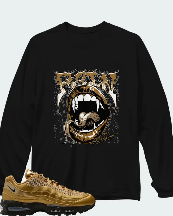 Nike Air Max 95 Big Bubble - Metallic Gold Matching Long Sleeve T-Shirt