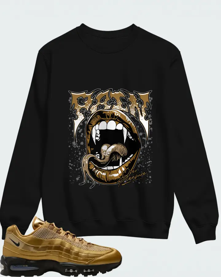 Nike Air Max 95 Big Bubble - Metallic Gold Matching Sweatshirt