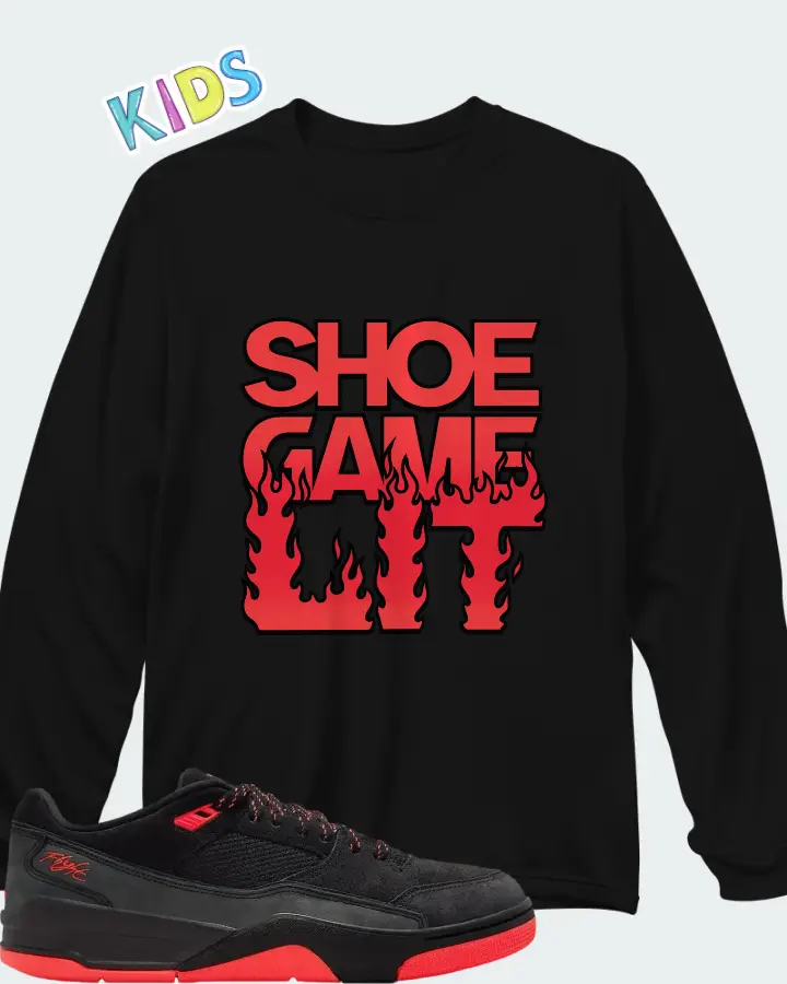 Air Jordan Flight Court Black Infrared Matching Kid's Long Sleeve T-Shirt