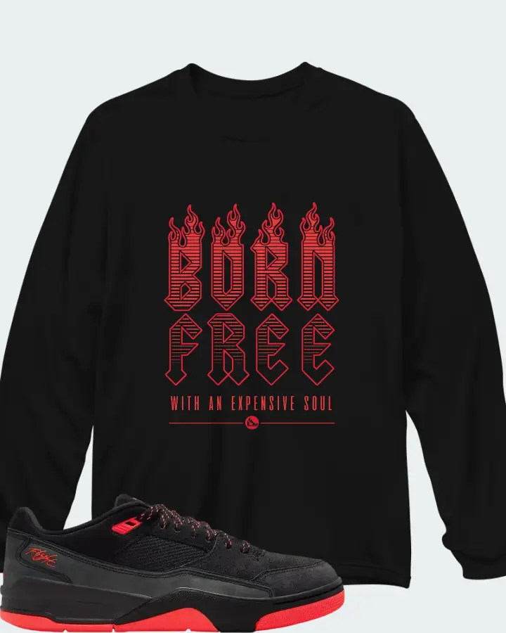 Air Jordan Flight Court Black Infrared Matching Long Sleeve T-Shirt