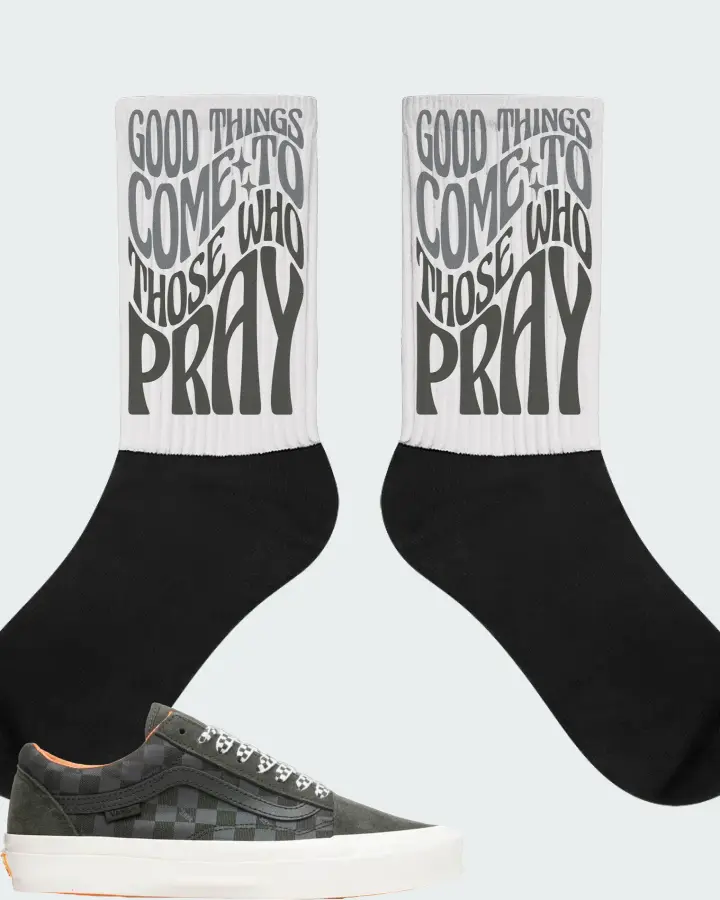 Vans OG Old Skool LX Sneaker Matching White Socks - Good Things Come To Those Who Pray