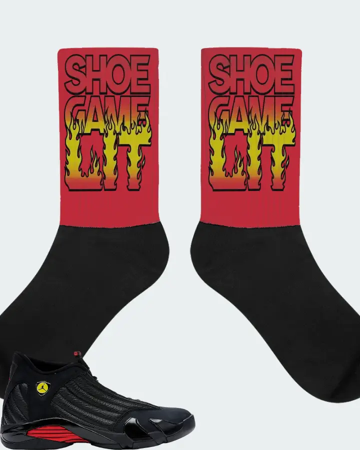 Jordan 14 Retro Sneaker Matching Red Socks - Shoe Game Lit Refreshed