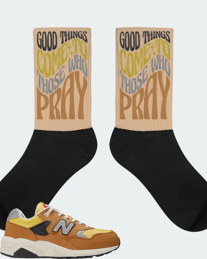 New Balance 580 Real Mad Brown Sneaker Matching Cream Socks - Good Things Come To Those Who Pray