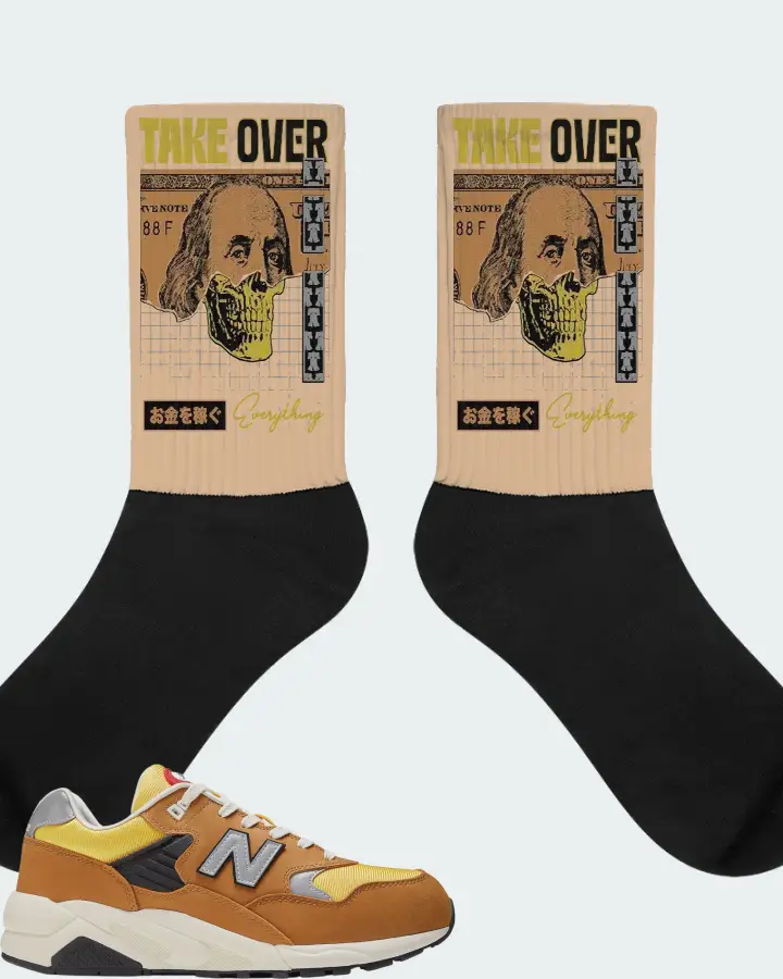 New Balance 580 Real Mad Brown Sneaker Matching Cream Socks - Take Over