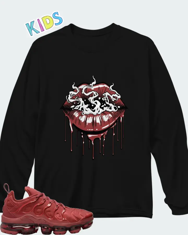 Nike Air VaporMax Plus Burgundy Matching Kid's Long Sleeve T-Shirt