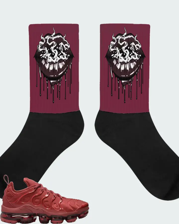 Nike Air VaporMax Plus Burgundy Matching Socks