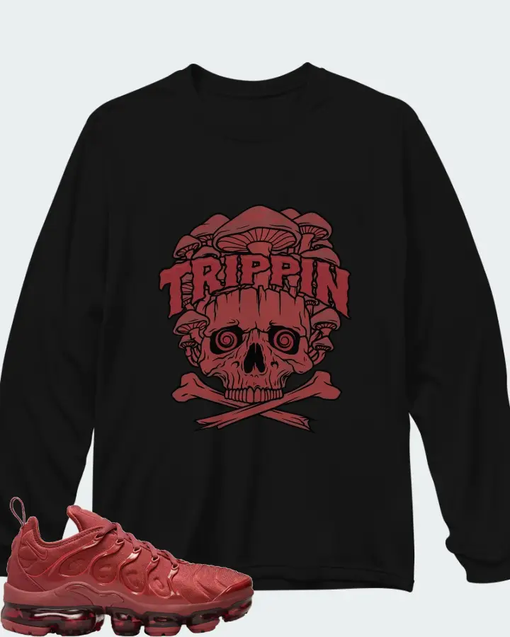 Nike Air VaporMax Plus Burgundy Matching Long Sleeve T-Shirt