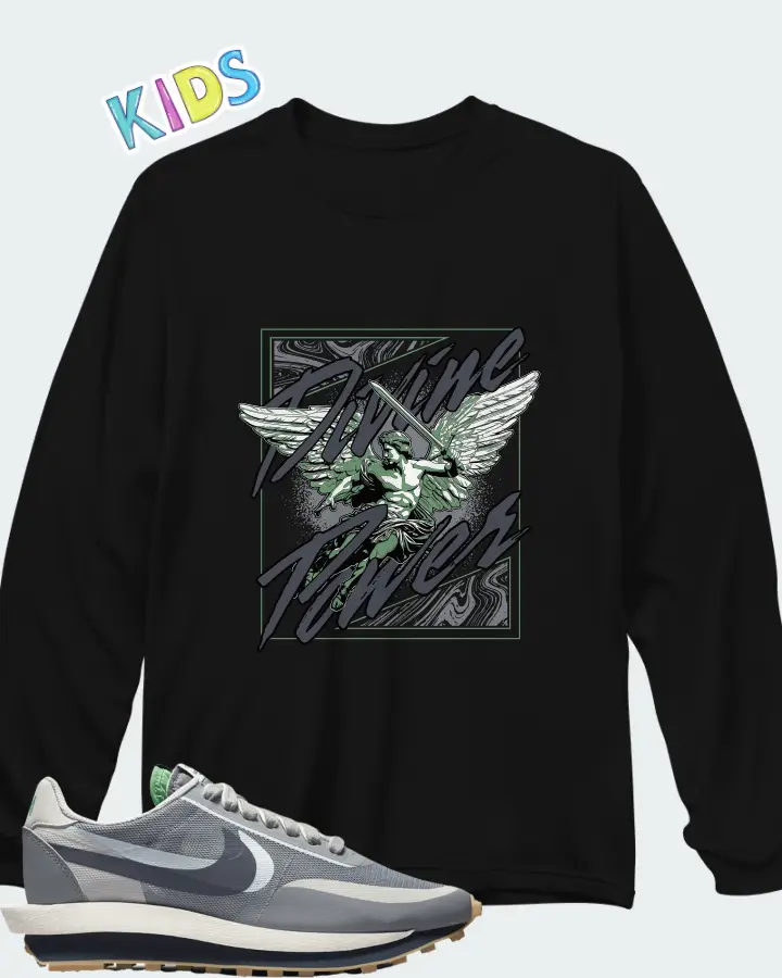 Nike LD Waffle sacai CLOT Kiss of Death 2 Cool Grey (NTWRK Special Packaging) Matching Kid's Long Sleeve T-Shirt